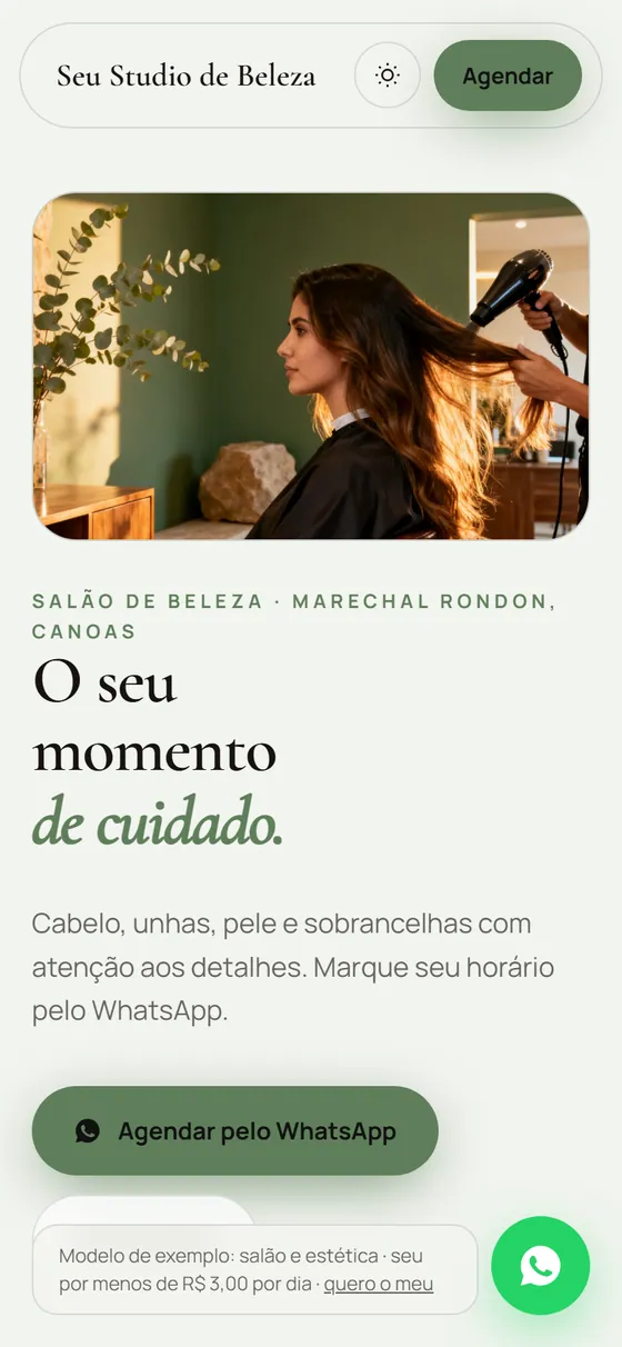 Modelo de site para salão de beleza