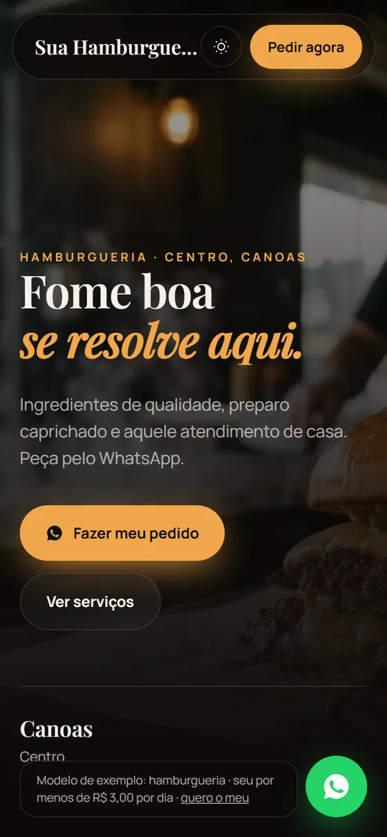 Modelo de site para hamburgueria